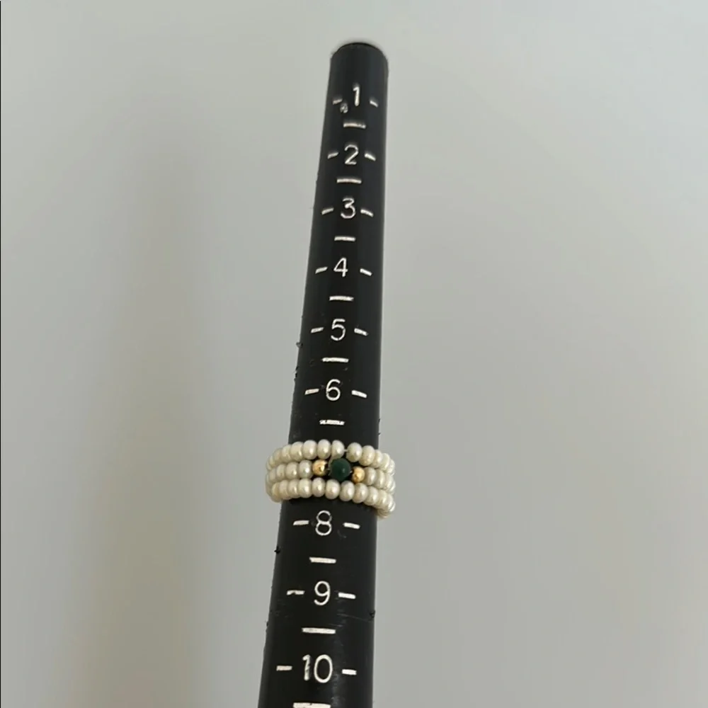 Sea Pearls 14k malachite ring
